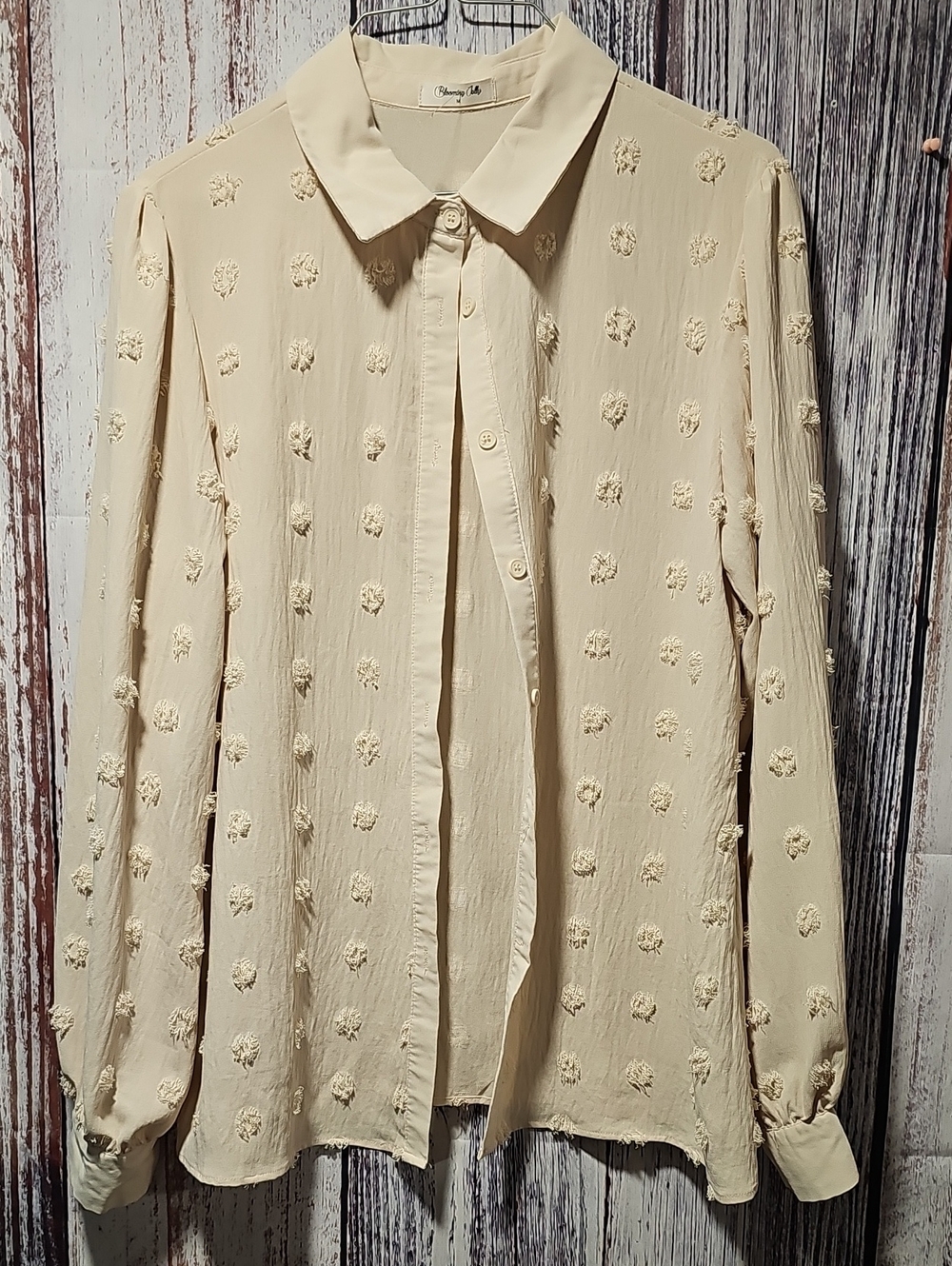 Ivory Textured Button-Up Blouse - Picture 1 of 3
